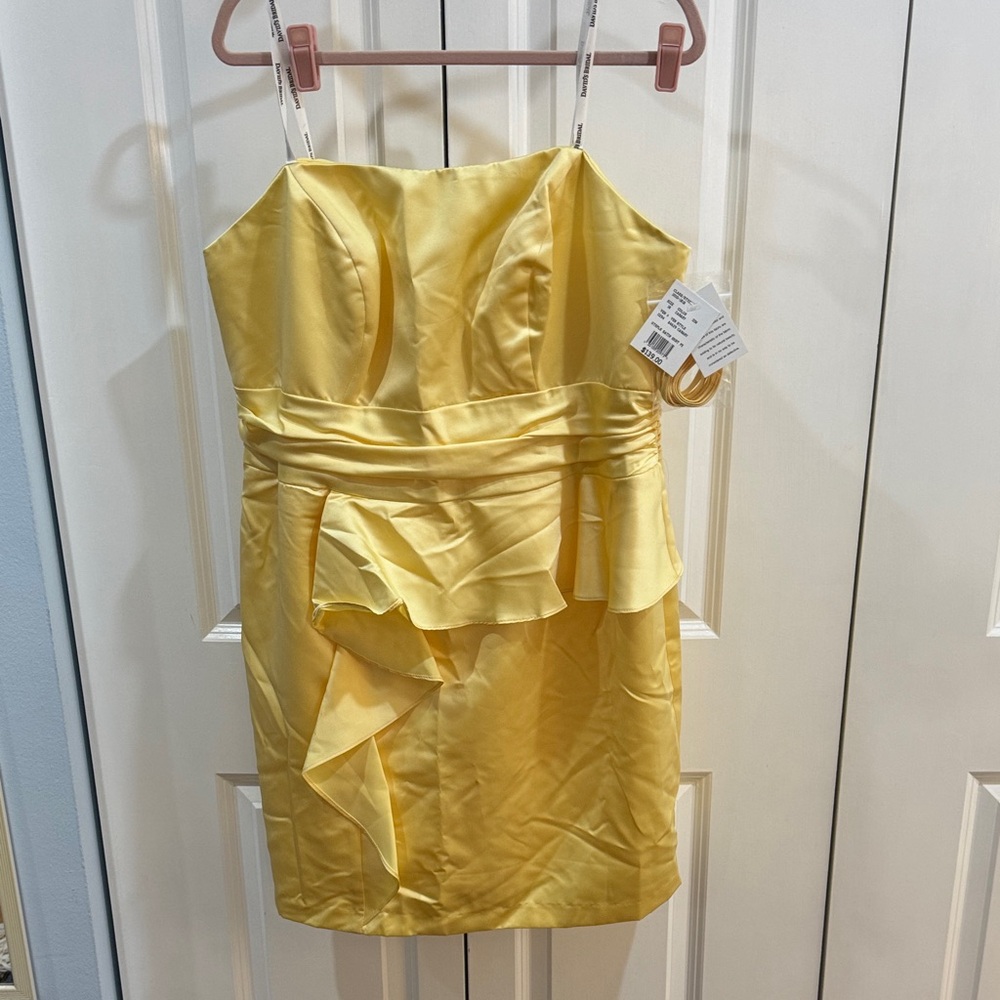 David's Bridal Yellow Strapless Cocktail Dress Plus size 18